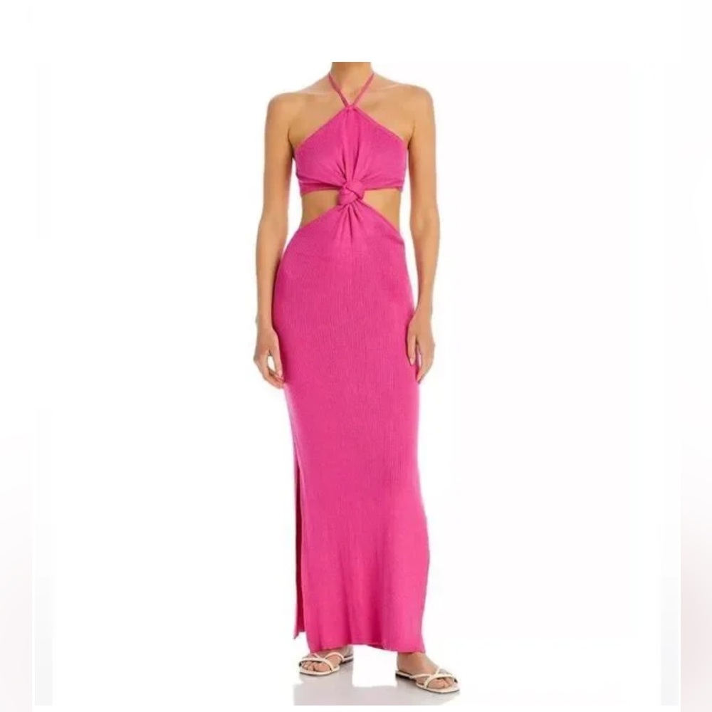 Elegant Backless Pink Halter Dress